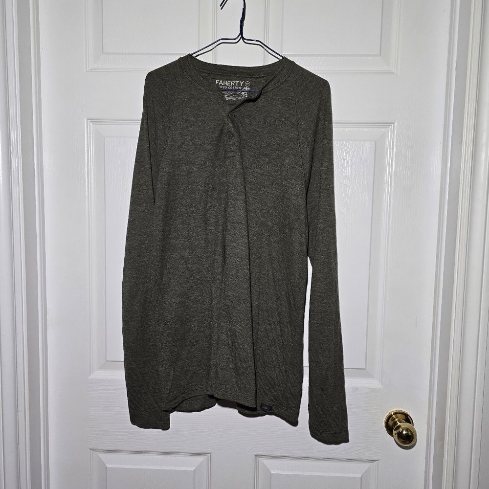 FAHERTY cloud Cotton Henley Shirt